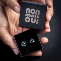 Baïkal Ice Noir - Bijoux en verre - Boucles d'oreille Coquette - cadeau