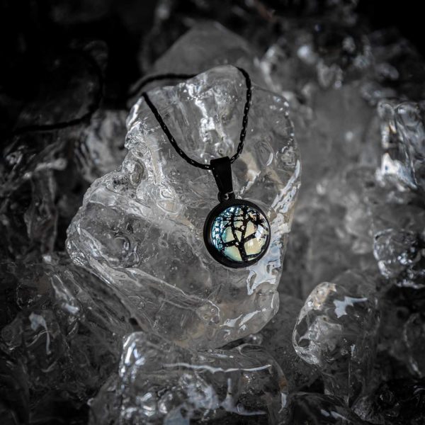Baïkal Ice Noir - Bijoux en verre - Pendentif Luna
