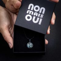 Baïkal Ice Noir - Bijoux en verre - Pendentif Luna - cadeau