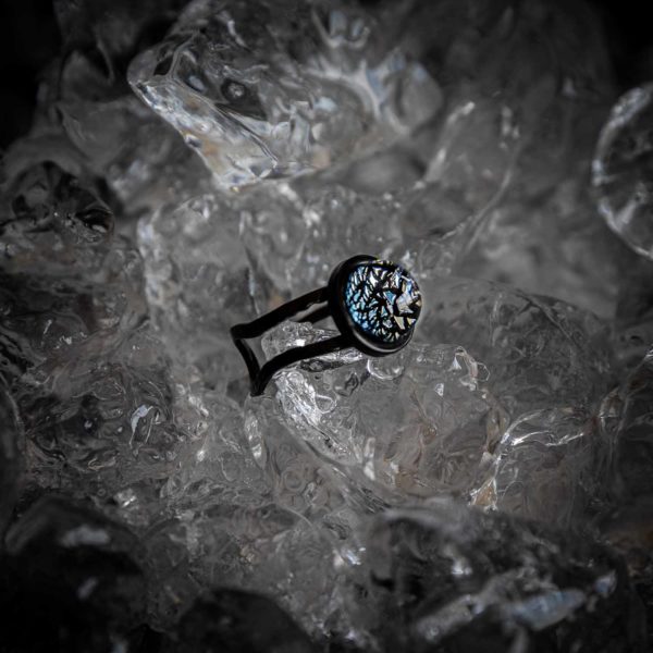 Baïkal Ice Noir- Bijoux en verre - Bague Pépite